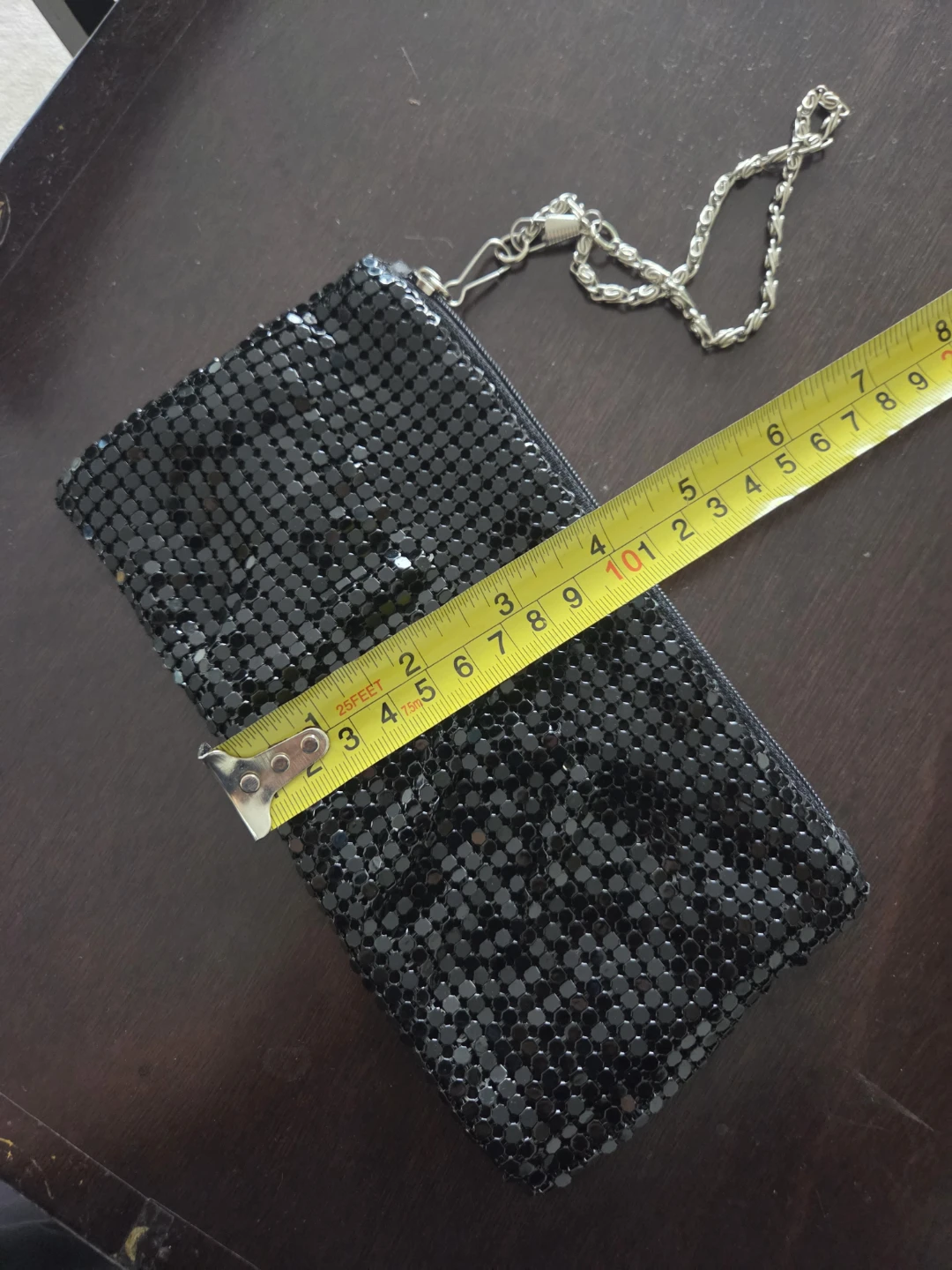 Black Mesh Clutch Purse with Chain - photo 4