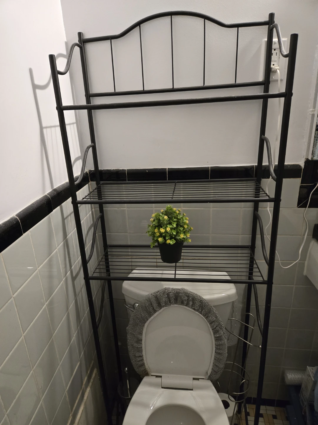 Black Metal Over-the-Toilet Shelf