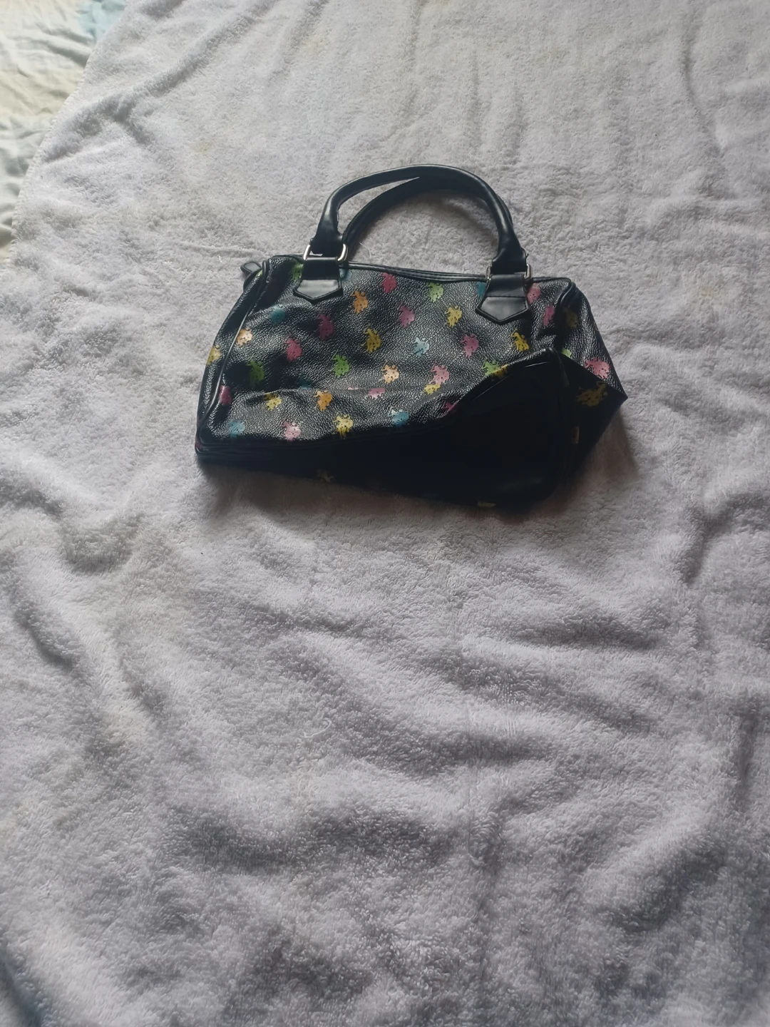 US Polo Assn Black Multi-Color Polo Print Satchel Handbag - photo 4