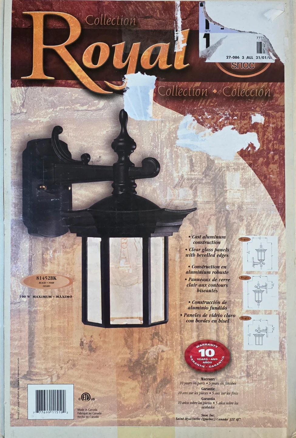 Snoc Royal Collection 81452BK Black Wall Lantern Set of Two - photo 4