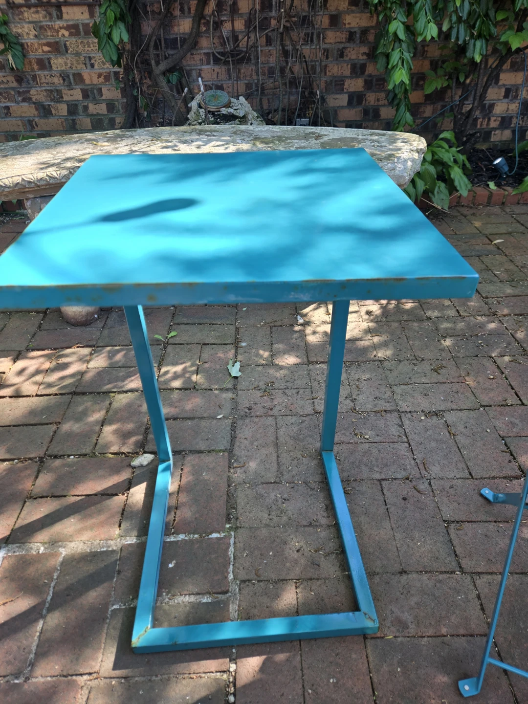 Blue and Green Metal Bistro Chairs + Table (Set of 3) - photo 4