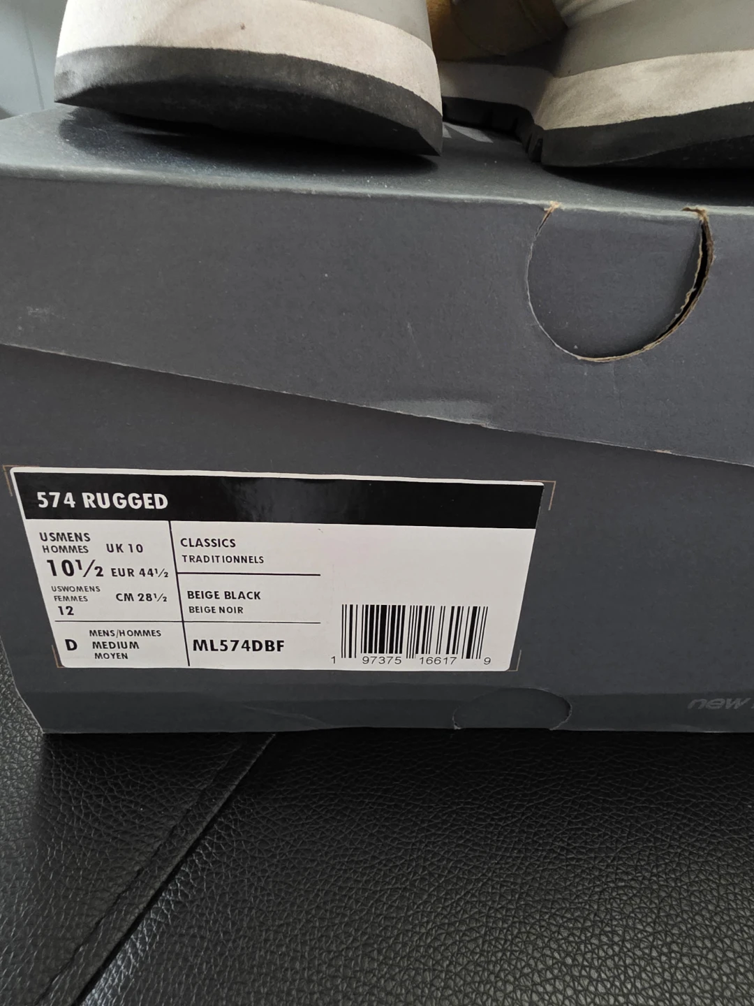 New Balance 574 Rugged Shoes - Beige Black Size 12