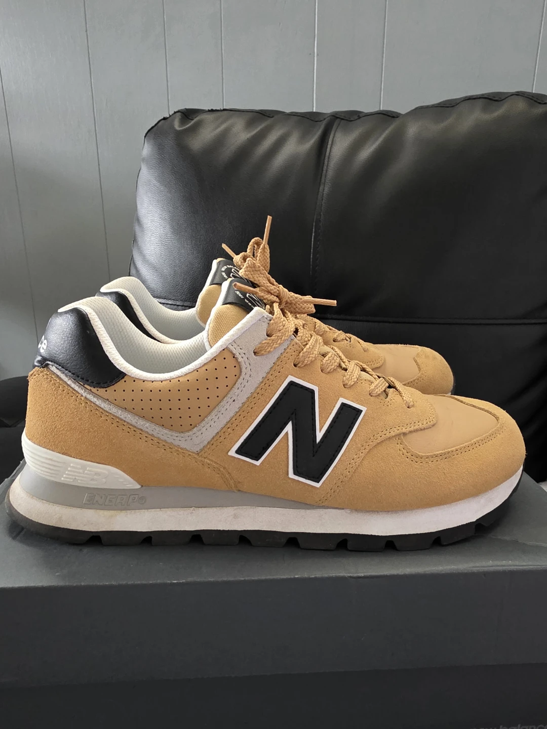 New Balance 574 Rugged Shoes - Beige Black Size 12 - photo 2