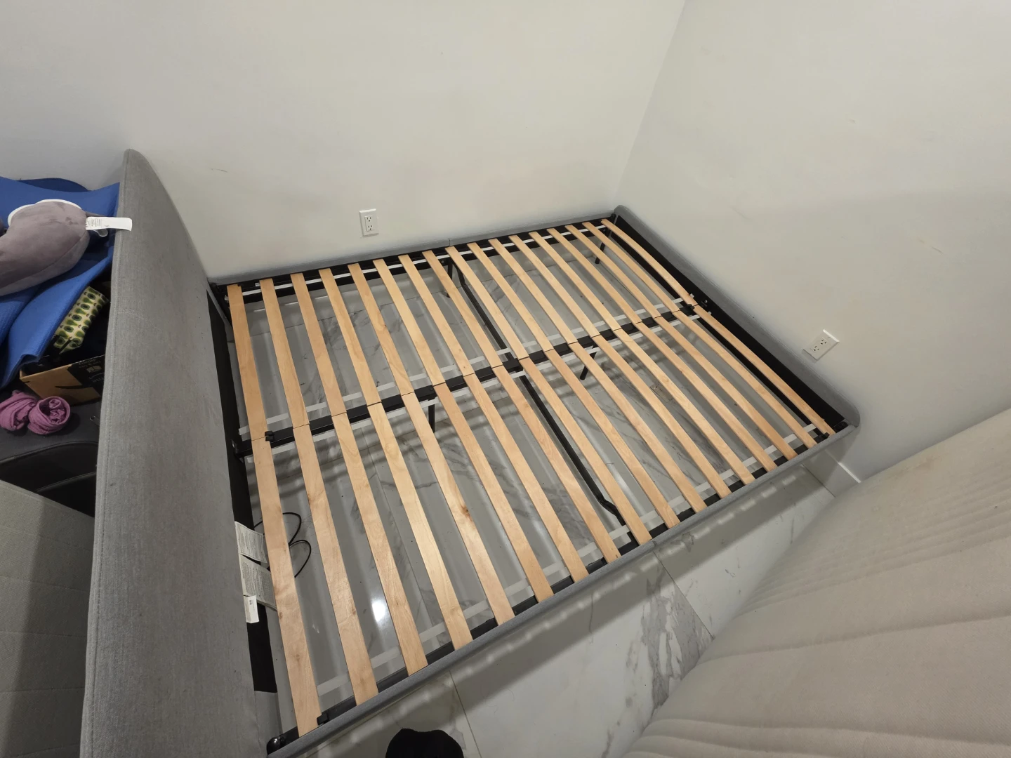 Move out sale - Grey Upholstered Bed Frame queen size - photo 2
