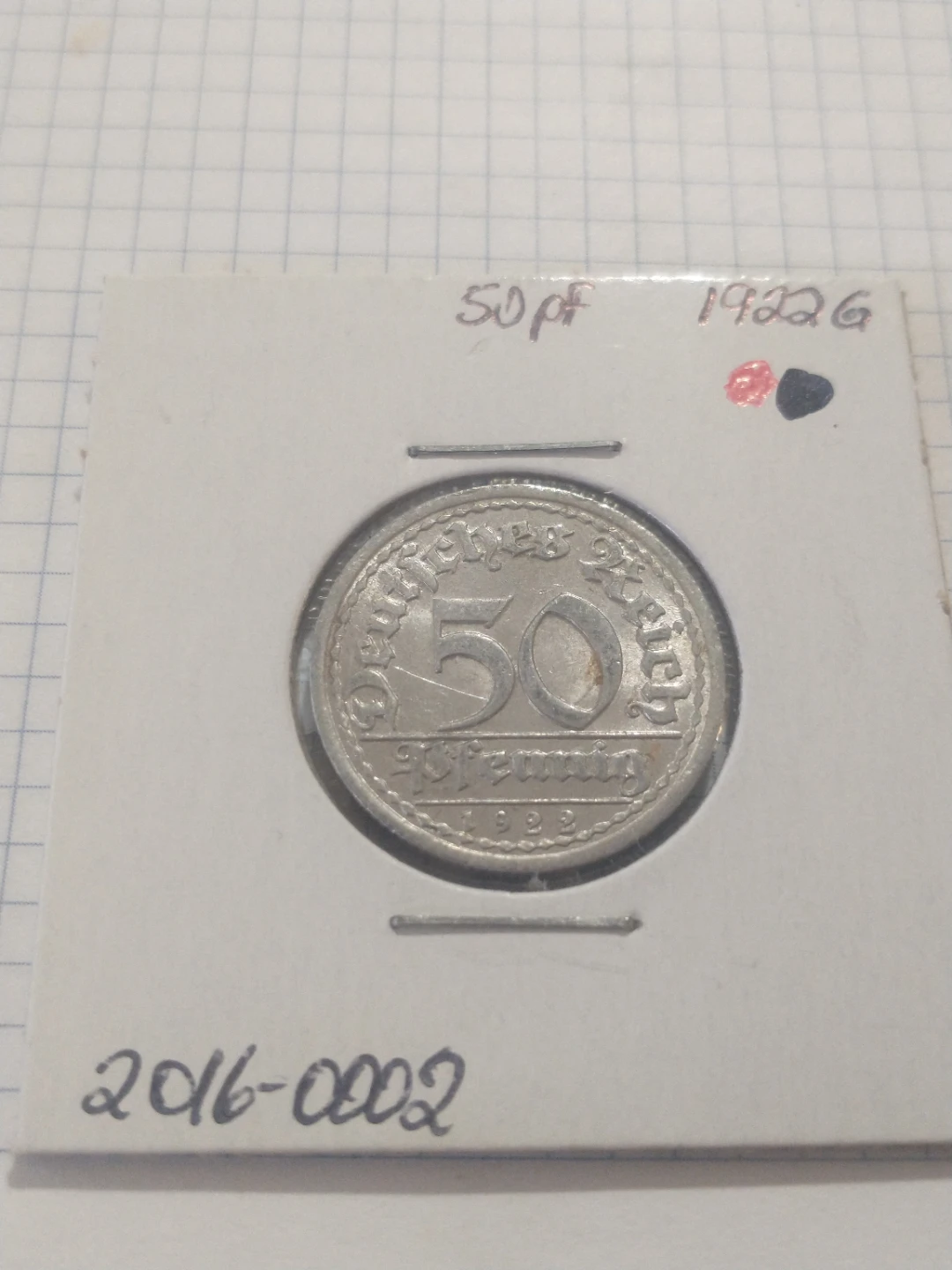 1922A Germany 50 Pfennig Coin - photo 2
