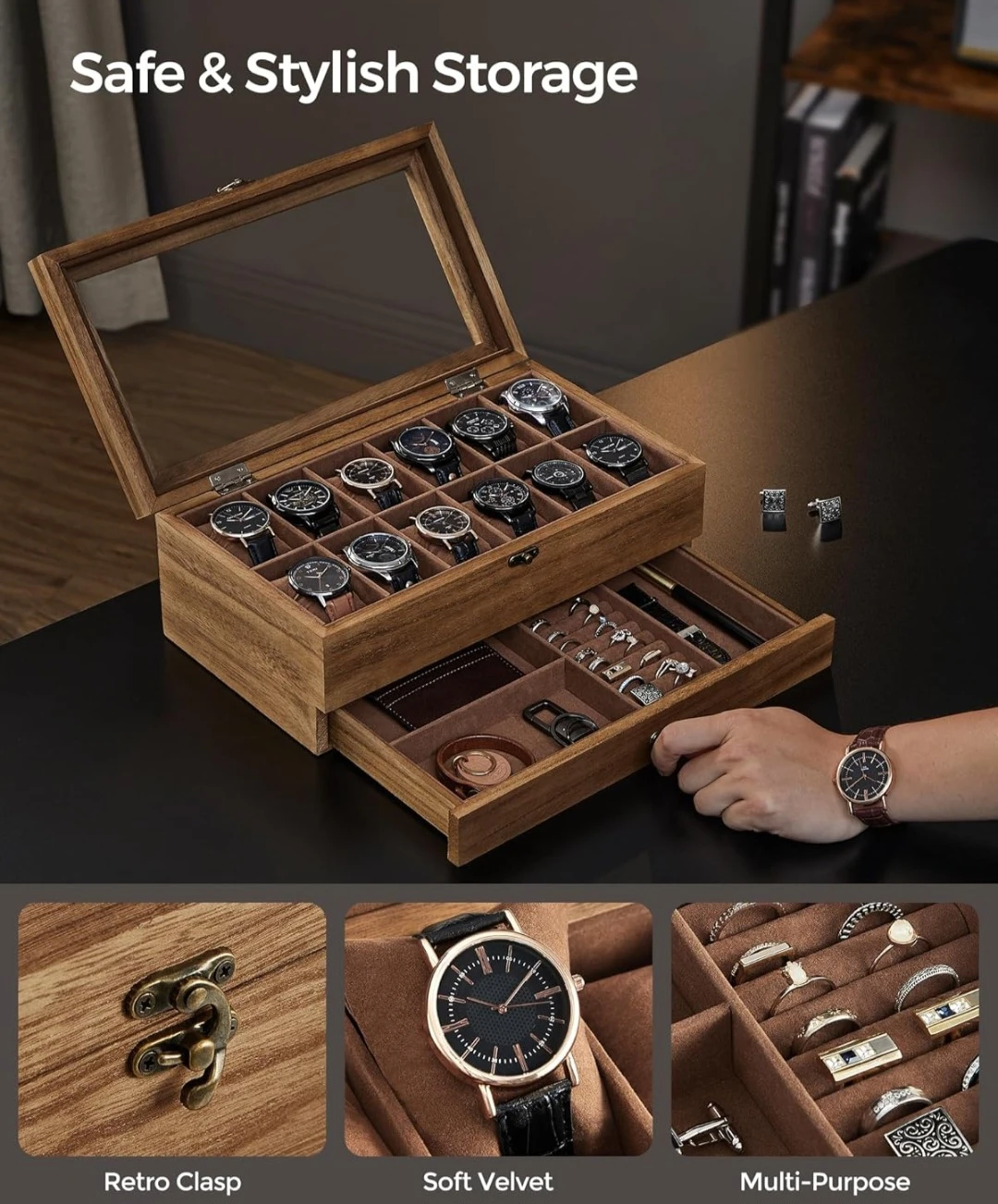 Wooden Watch and Jewellery Box Organizer - photo 2