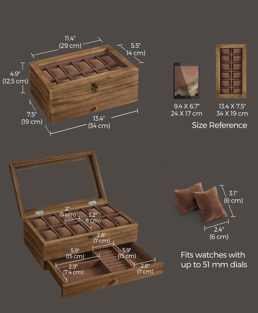 Wooden Watch and Jewellery Box Organizer - photo 4