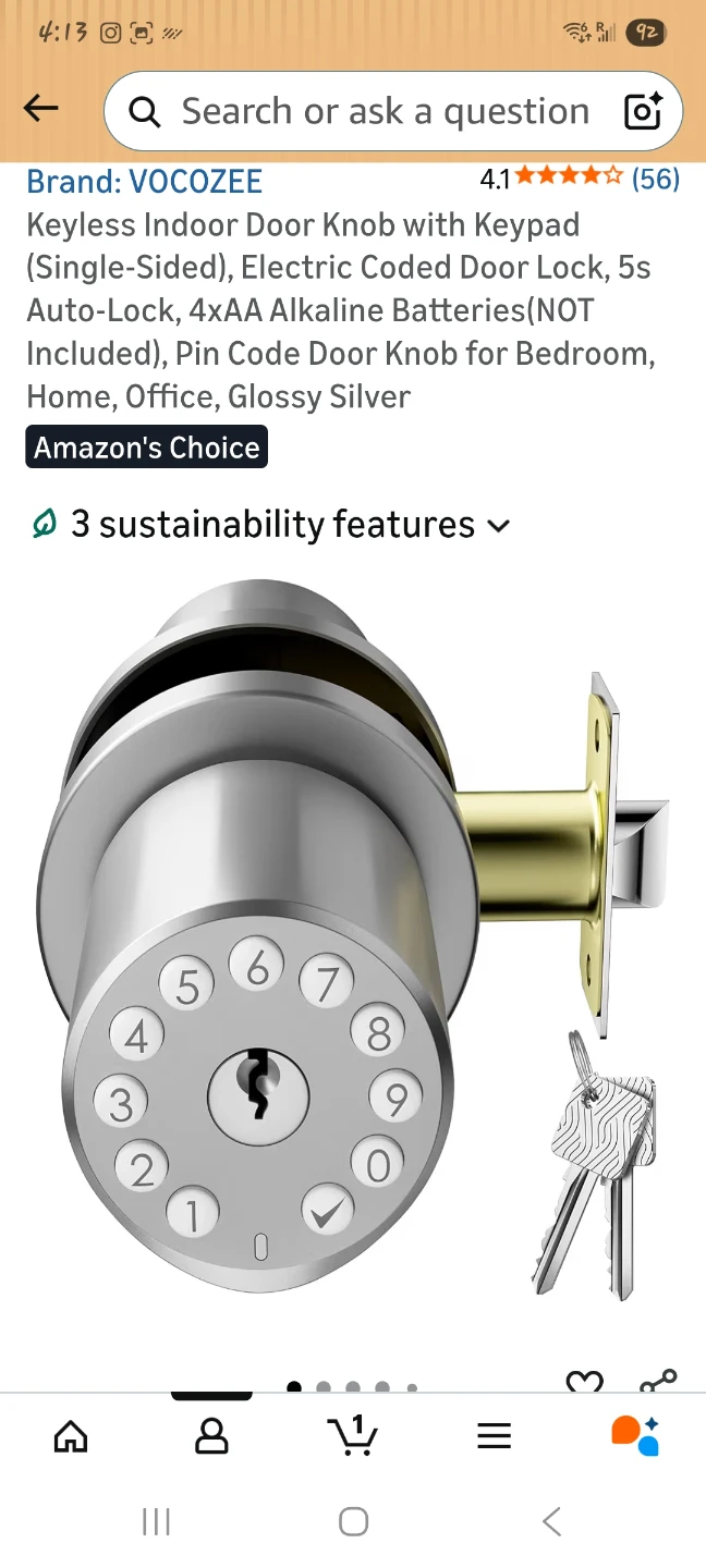 Child-proof Interior Door Lock with Keypad