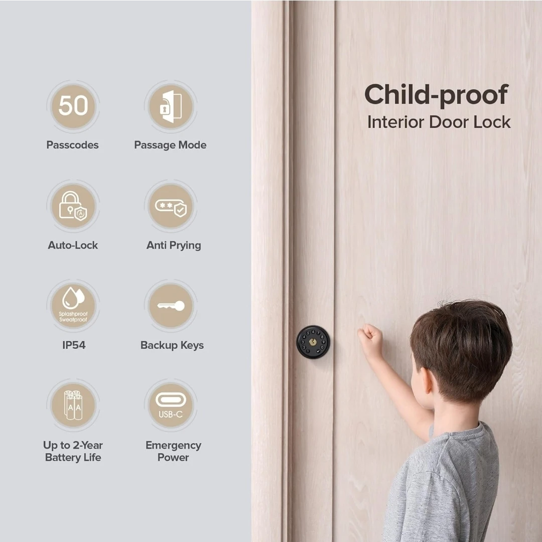 Child-proof Interior Door Lock with Keypad - photo 2