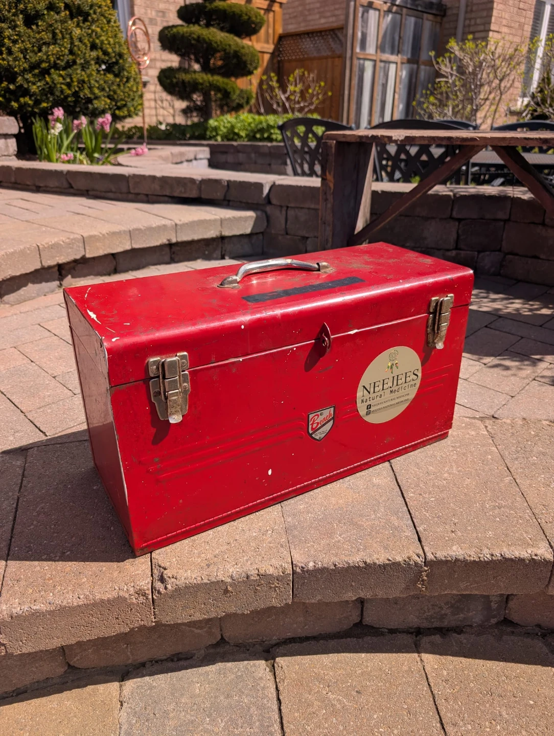Beach Red Metal Tool Chest Box with Drawers - photo 2