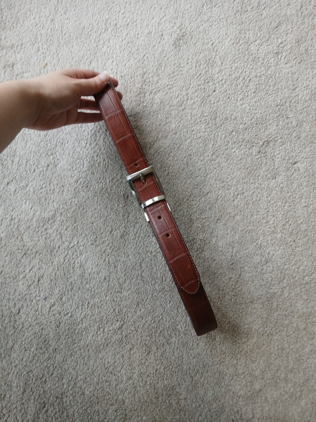 Classic brown leather belt; size 32 - photo 2