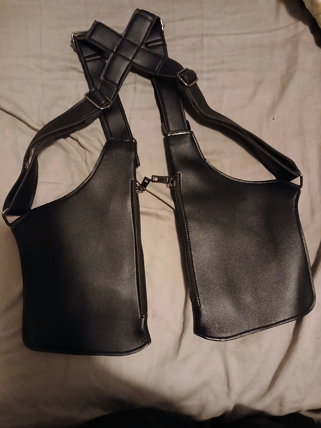 Black Leather Chest Harness Bag - photo 4
