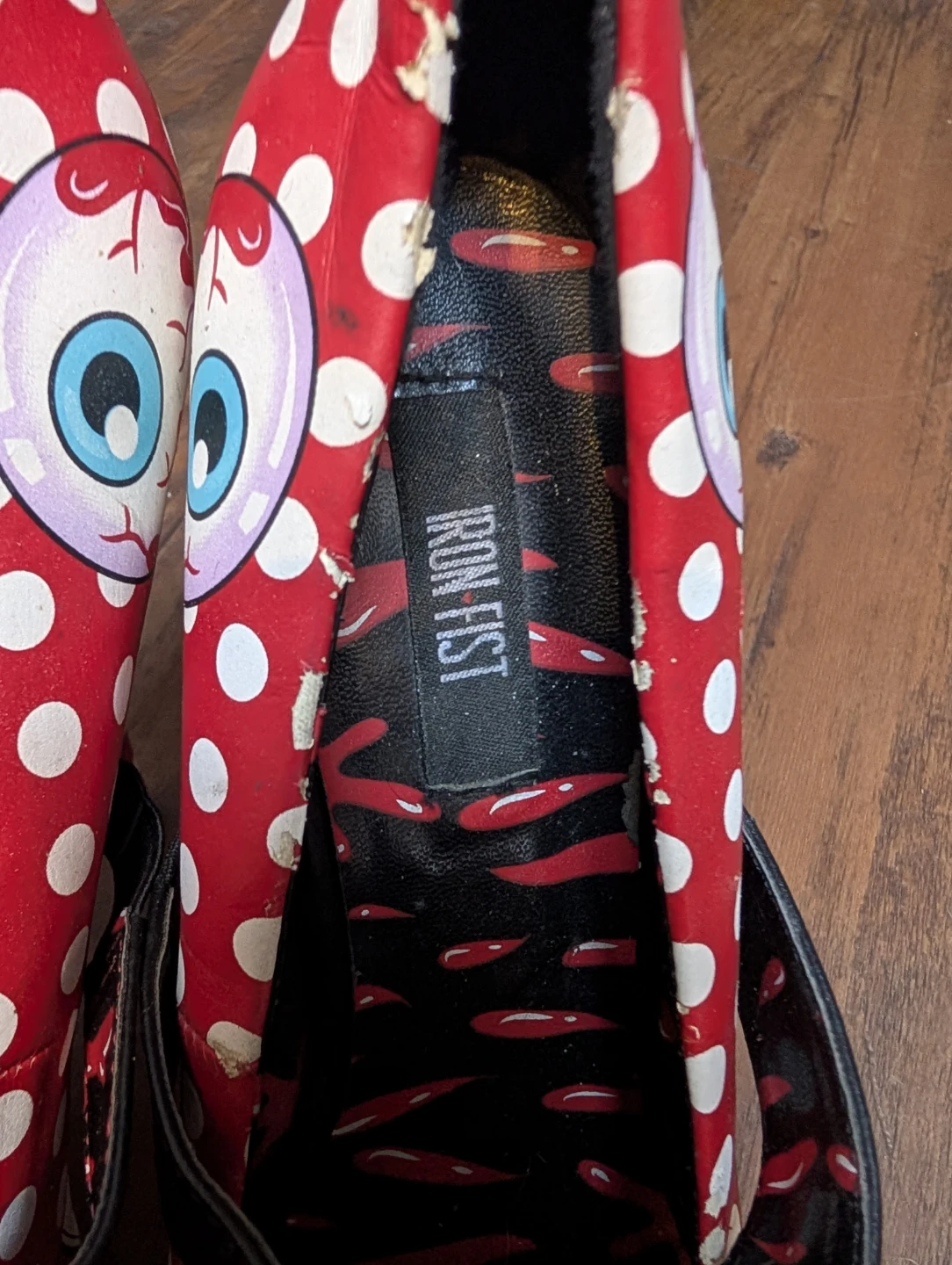 Iron Fist Red Polka Dot "Monster" Heels Size 40 - photo 3