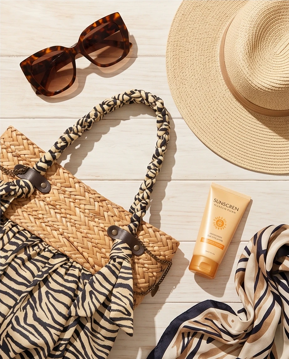 Sun 'N' Sand Zebra Print Straw Tote Bag - photo 3