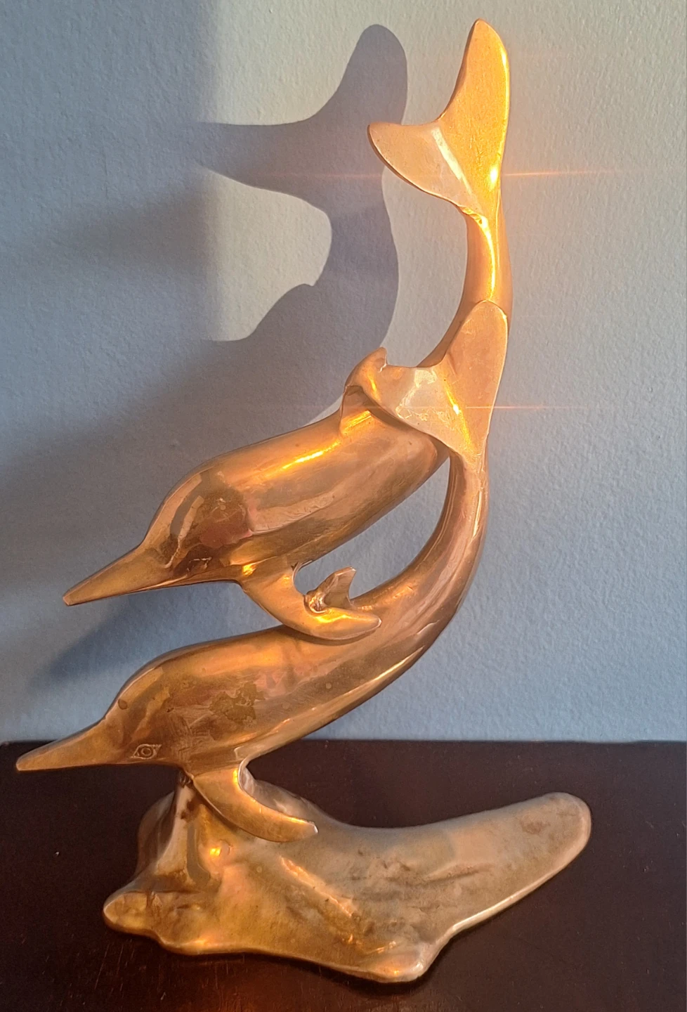 Vintage Large 11" MCM Brass Dolphin Sculpture - photo 2