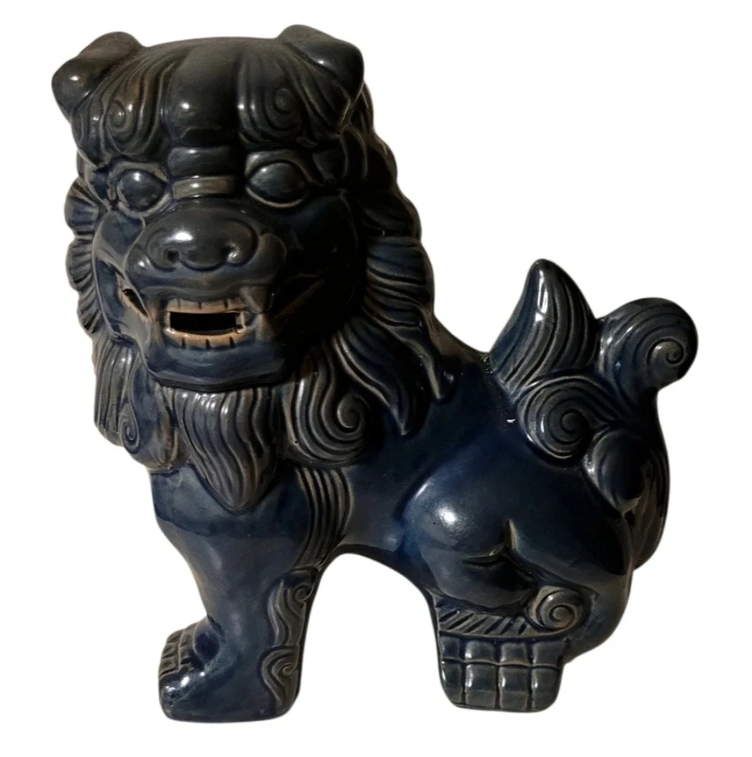 Dark Blue Foo Dog Statue