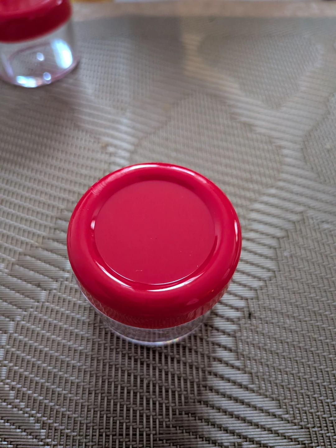 Small Clear Jar with Red Lid