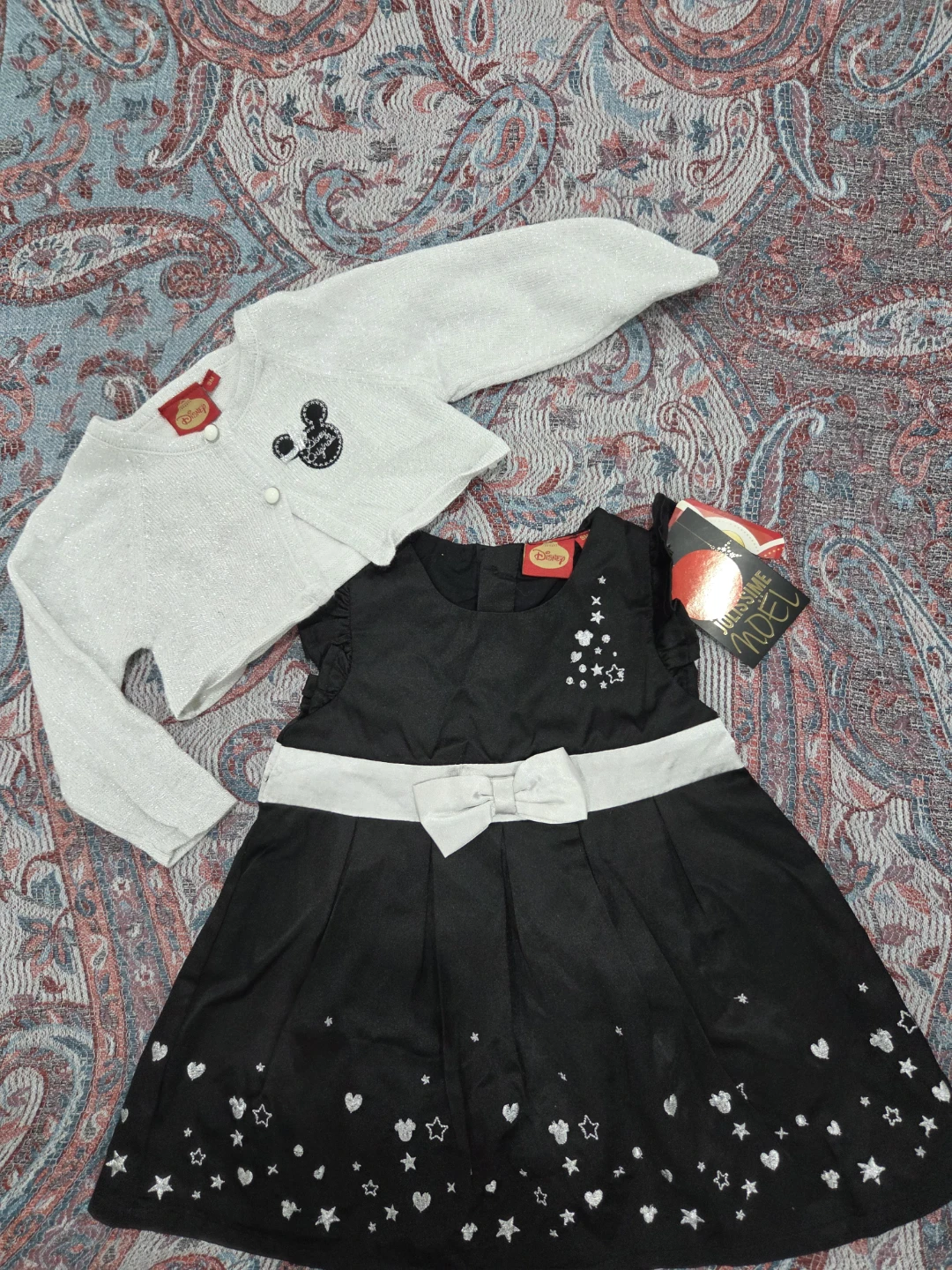 Disney Minnie Mouse Black Dress with White Cardigan Set - photo 2