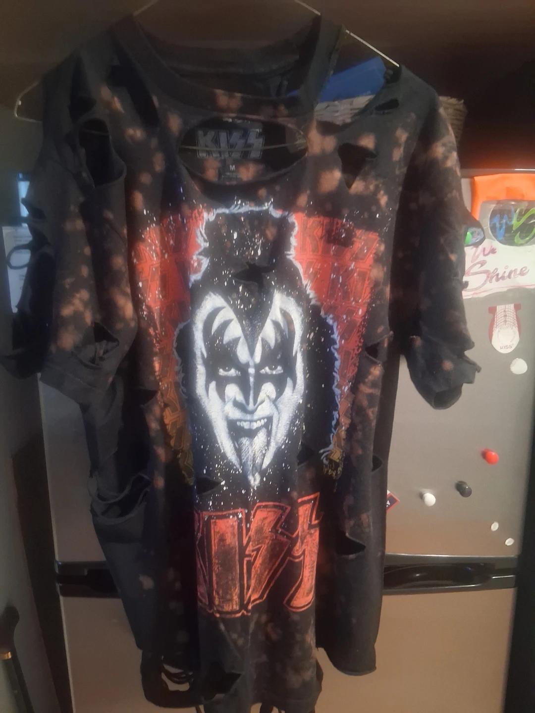 KISS 90's style black distressed shirt size M