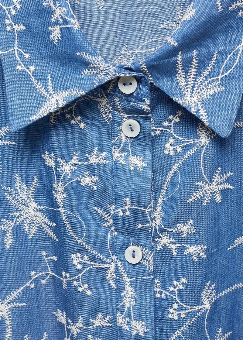 Mango Blue Embroidered Short Romper XS - photo 2