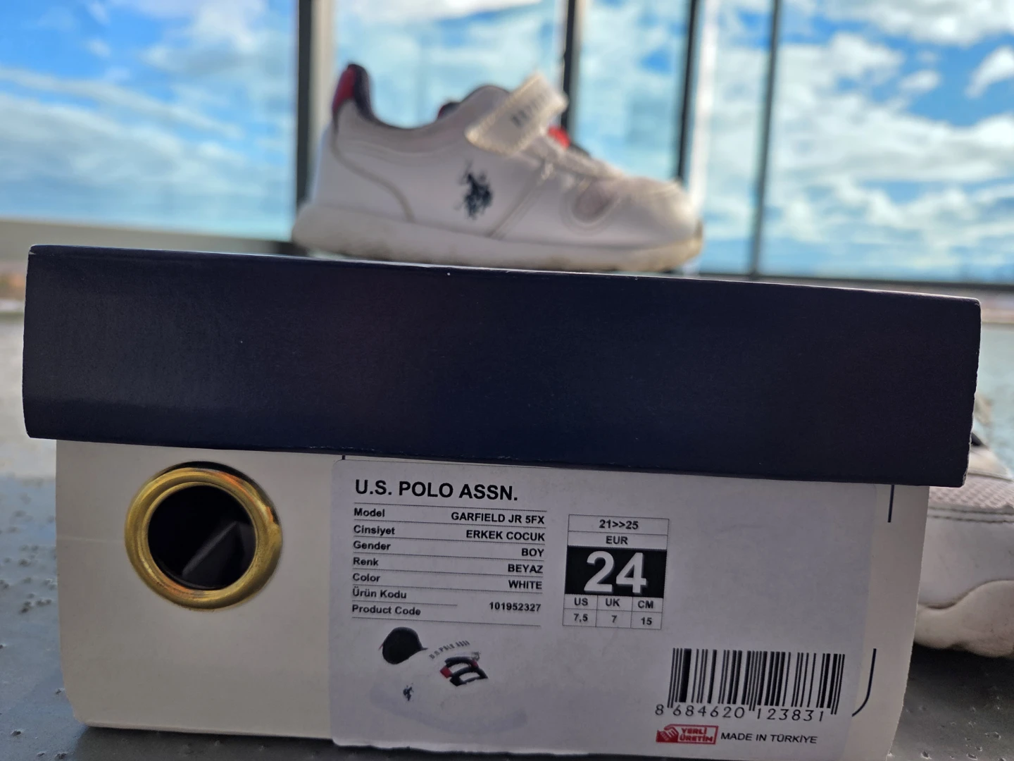 U.S. POLO ASSN. Kids White Sneakers Size 24 (EUR)