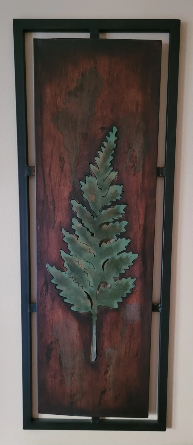Set of 2  Metal Wall Art - Leaf and Pine Tree