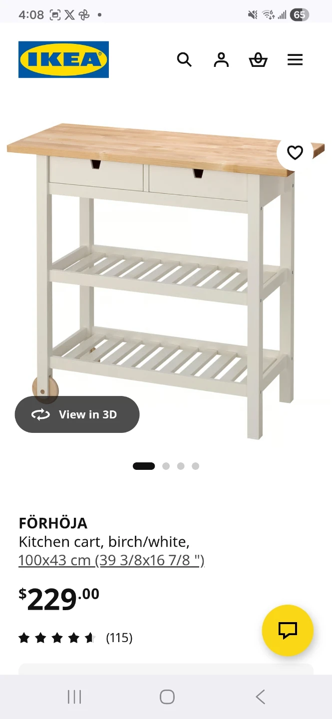 IKEA FÖRHÖJA Kitchen Cart, Birch/White - photo 2