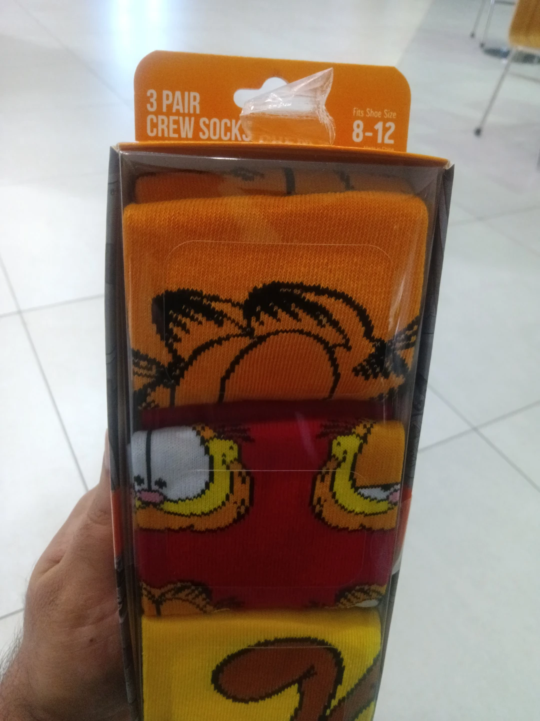 Garfield 3 Pair Crew Socks - Fits Shoe Size 8-12