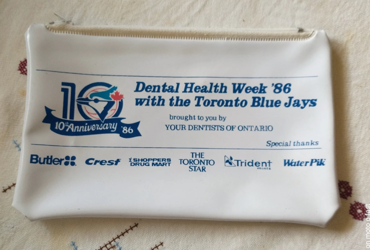 Dental Health Week '86 Toronto Blue Jays Pouch