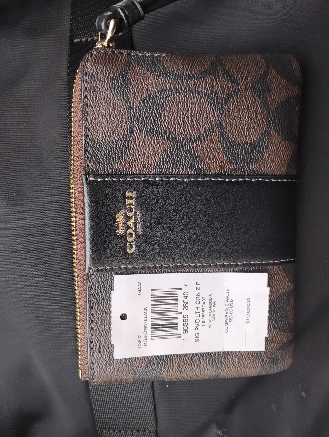 Coach Signature C PVC Lth Crn Zip Wristlet Brown/Black - photo 4