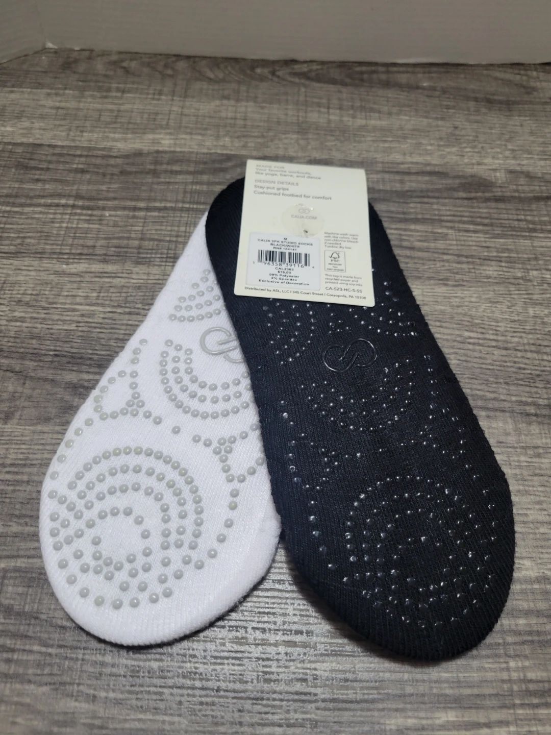 CALIA 2 Pack Studio Socks Black/White Size M - photo 3