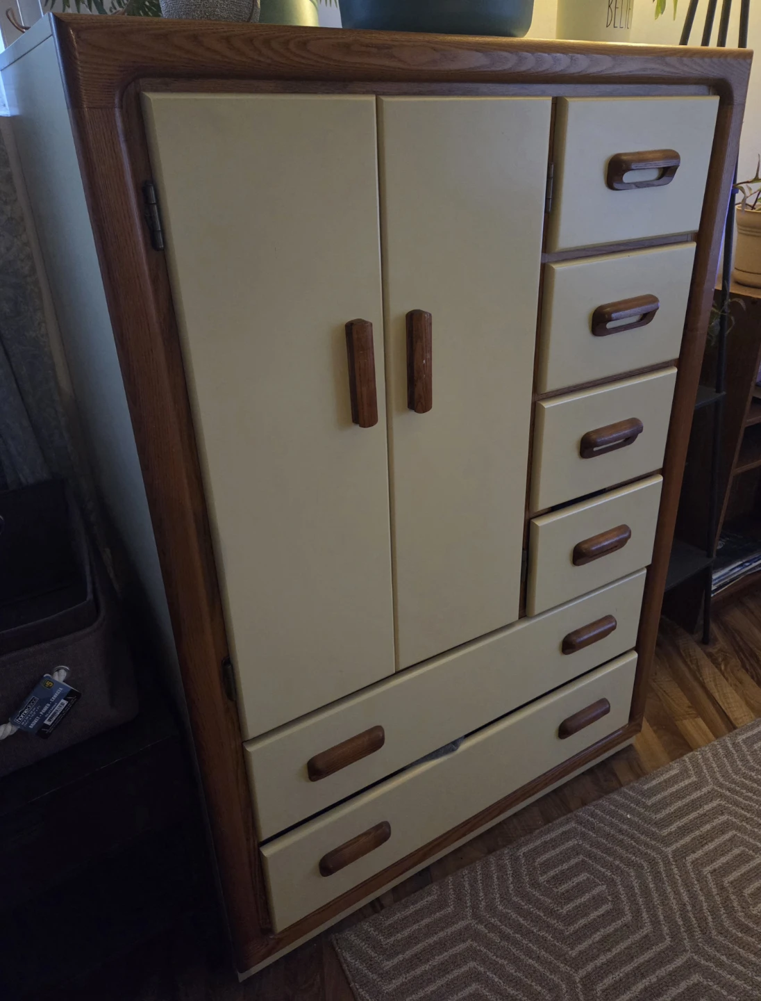 Cream and Wood Dresser with Cabinets - photo 2