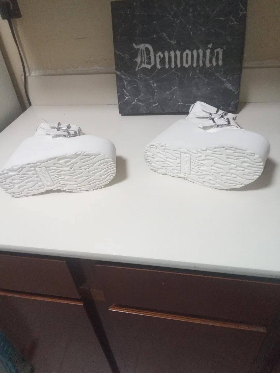Demonia White Platform Ankle Boots - photo 2