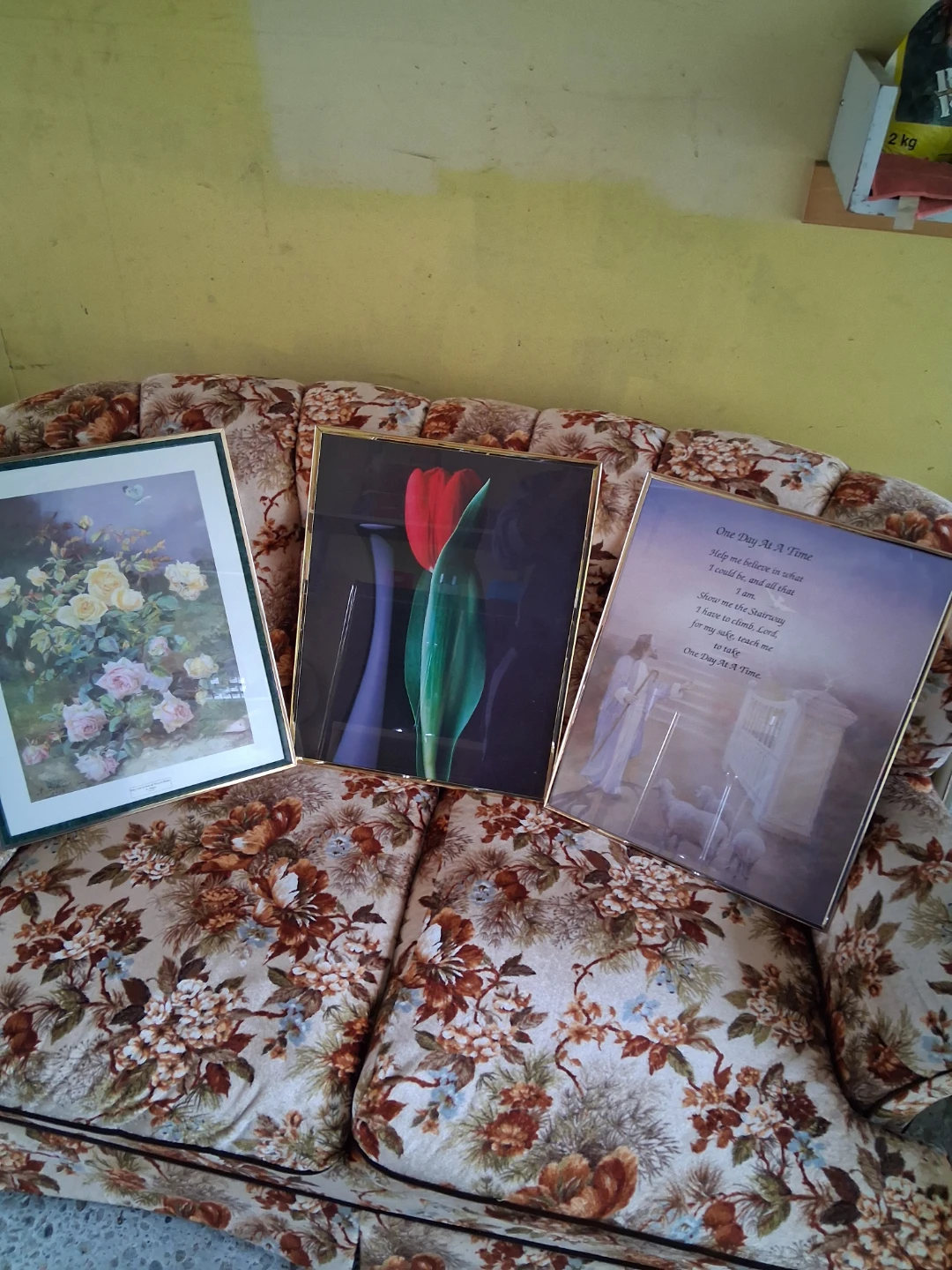 Set of 3 Framed Pictures - Floral, Tulip, and Poem