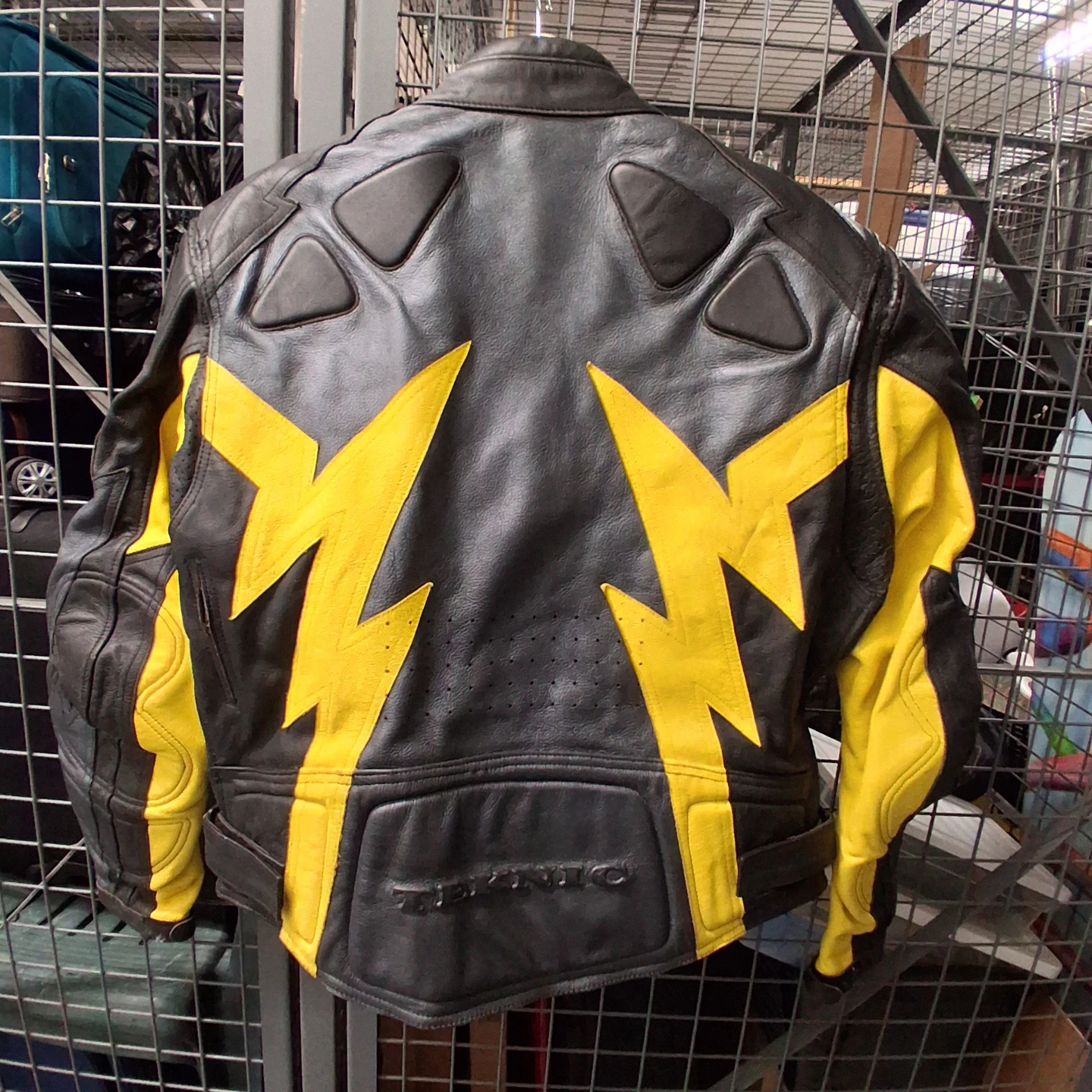 Teknic Leather Motorcycle Jacket - Black/Yellow - Size 46 - photo 2