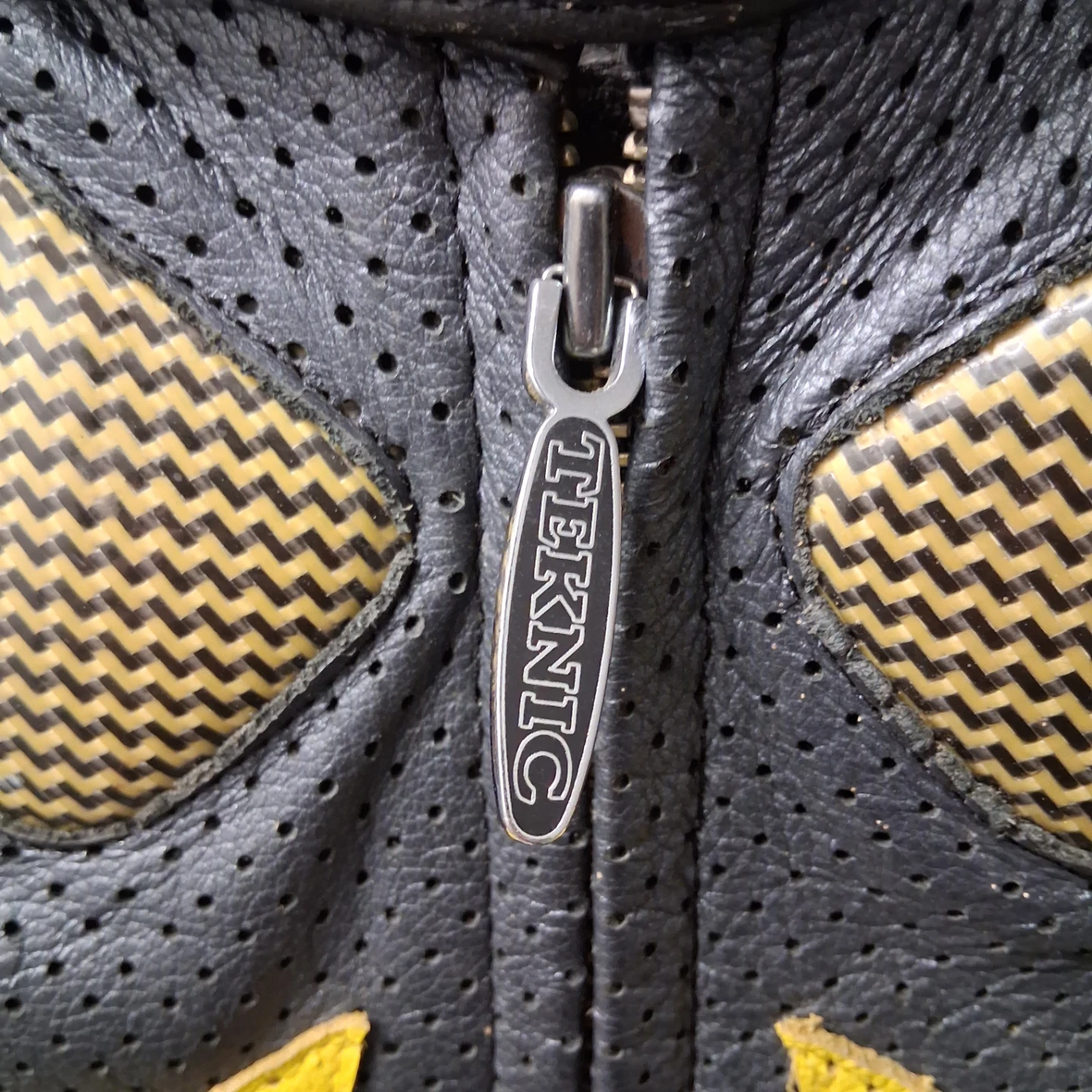Teknic Leather Motorcycle Jacket - Black/Yellow - Size 46 - photo 3