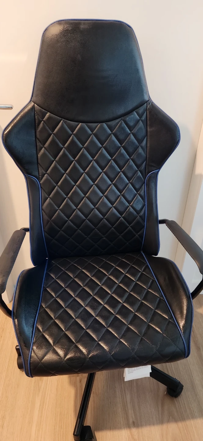 Black Gaming Chair with Blue Trim - photo 3