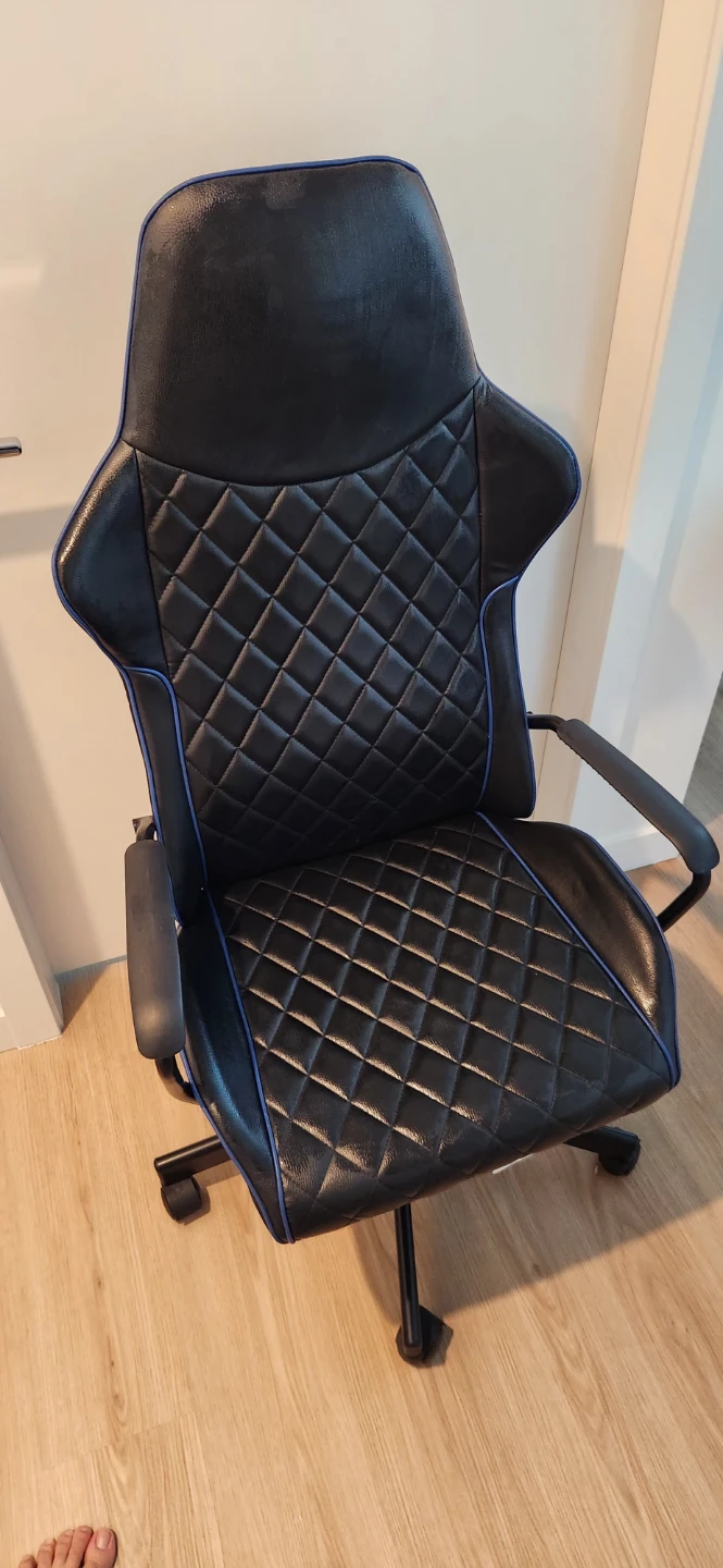Black Gaming Chair with Blue Trim - photo 4