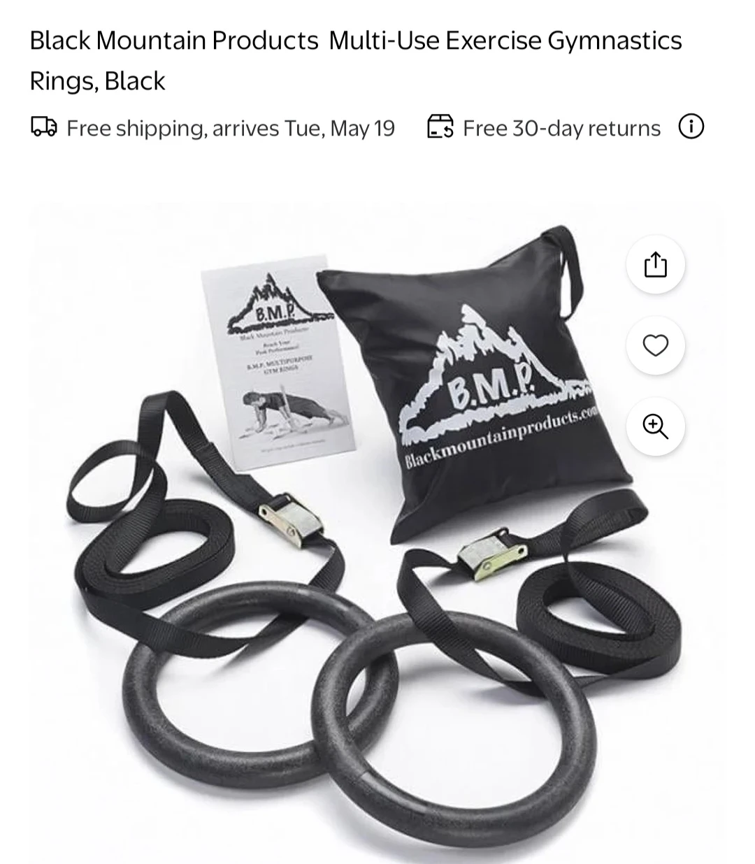 Black Mountain Products Gymnastics Rings, Black