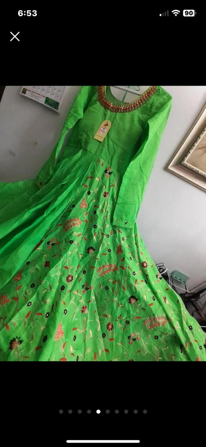 Green Embroidered Anarkali Suit