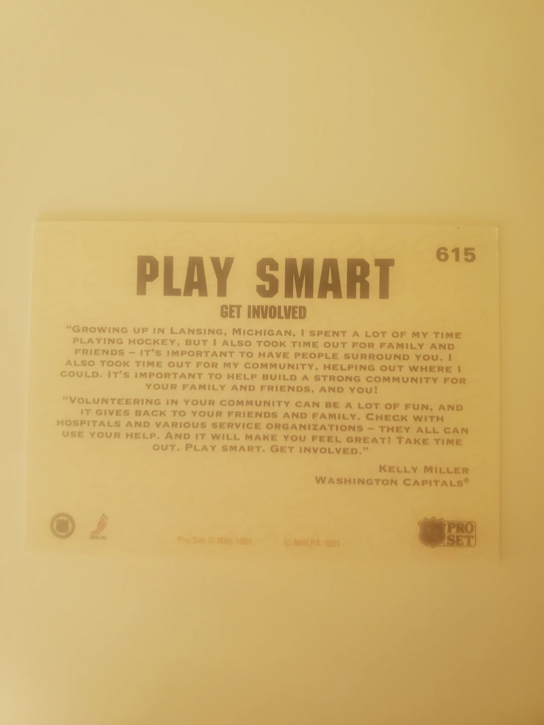 Play Smart Get Involved Hockey Card - photo 2