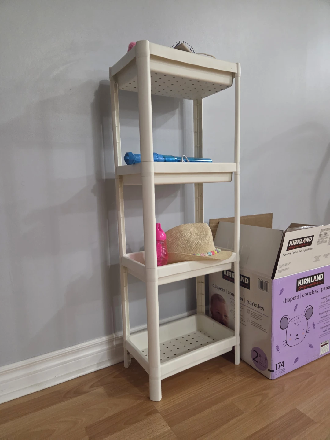 Cream 4-Tier Plastic Shelf Unit