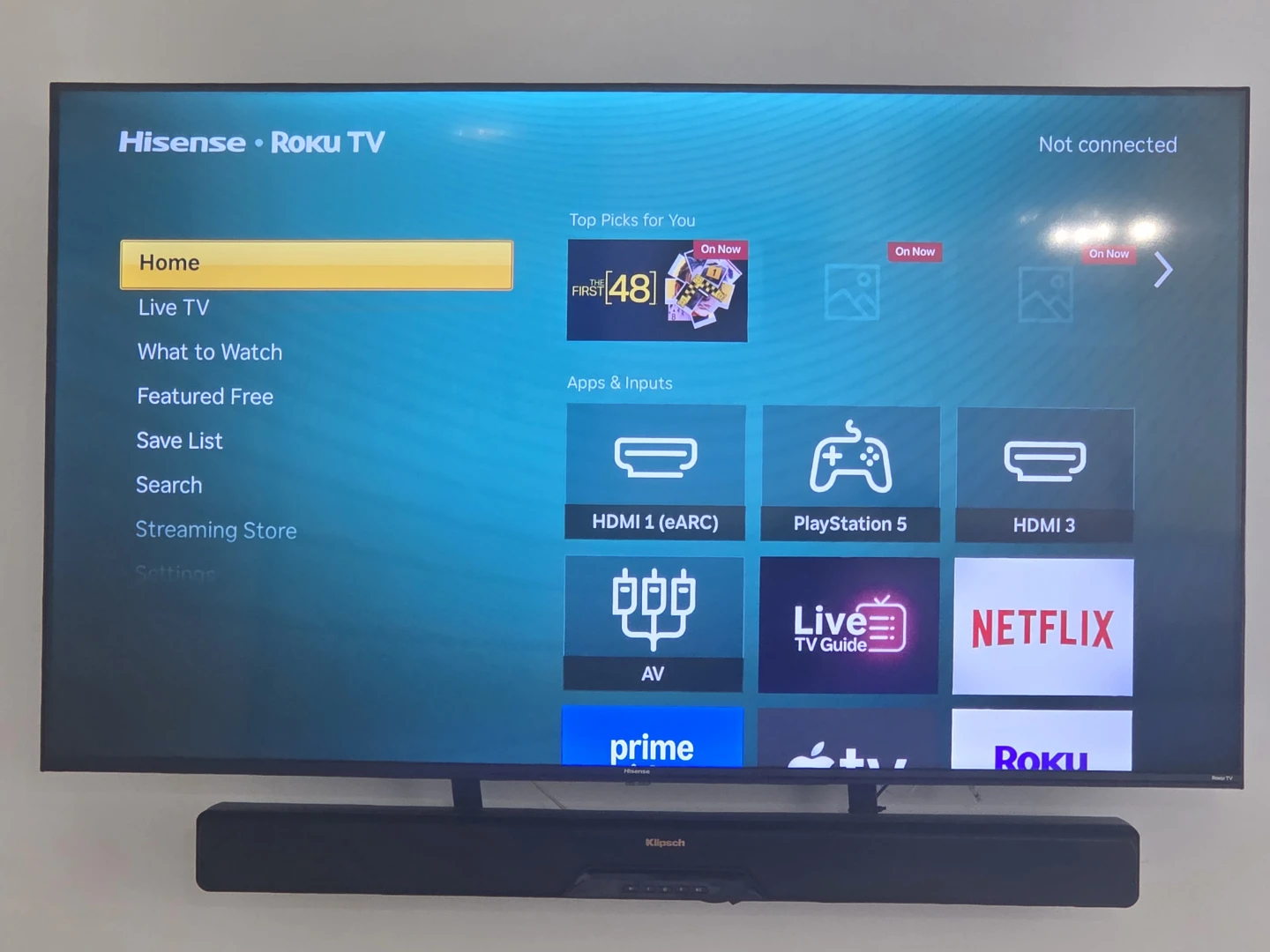58" Hisense Roku TV Smart TV and Klipsch sound bar