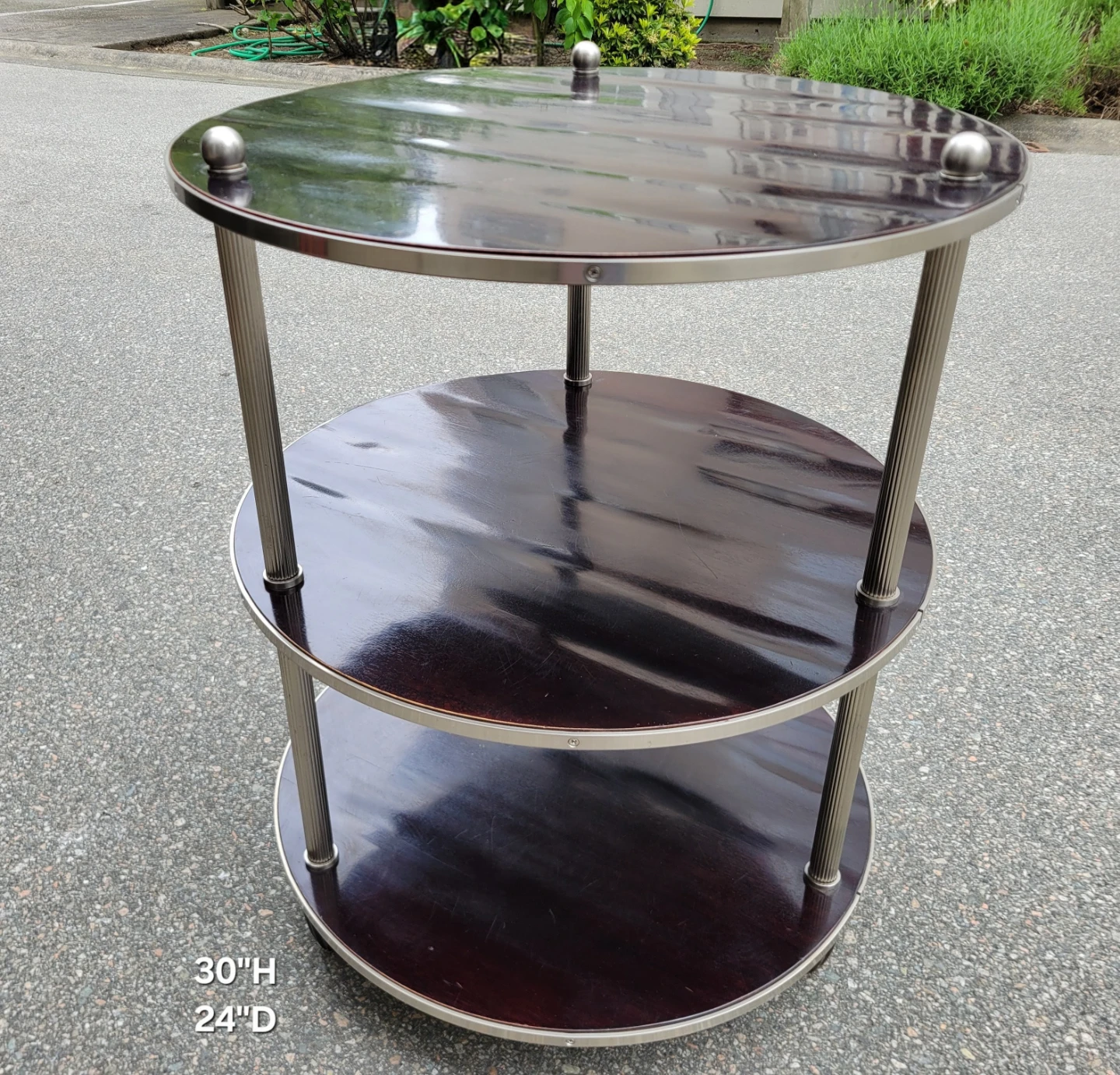 Authentic Baker Furniture 3-Tier Round Mahogany & Nickel Étagère - photo 3