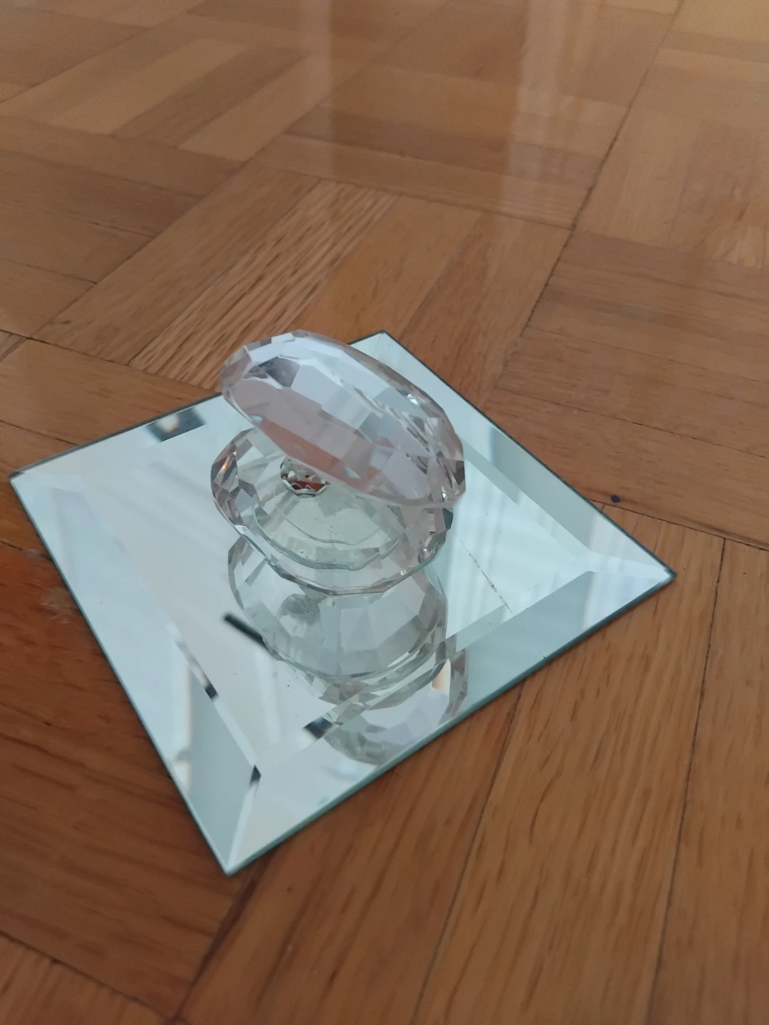Crystal Decorative Object on Mirror Base