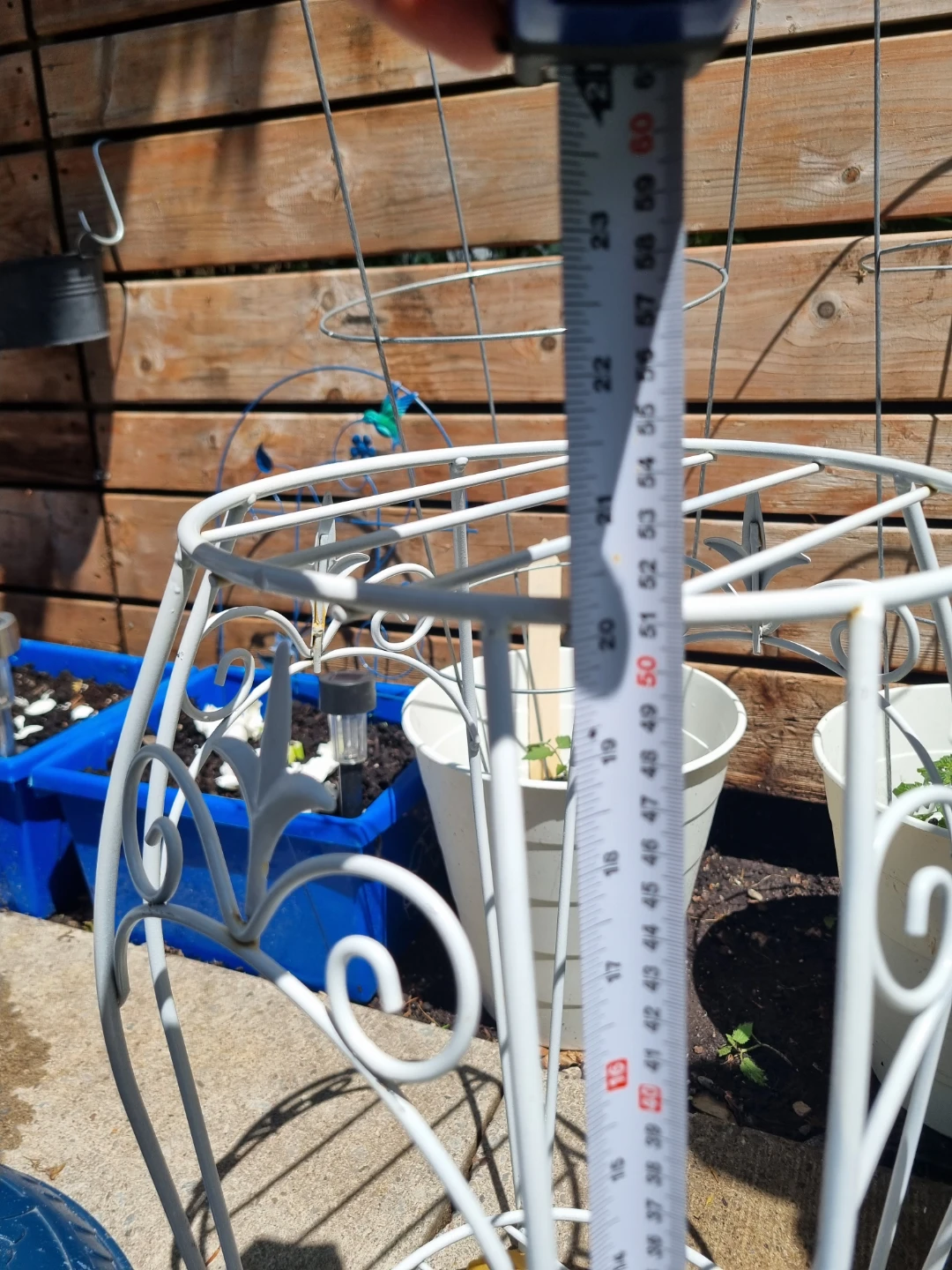 White Metal Plant Stand Holder Set