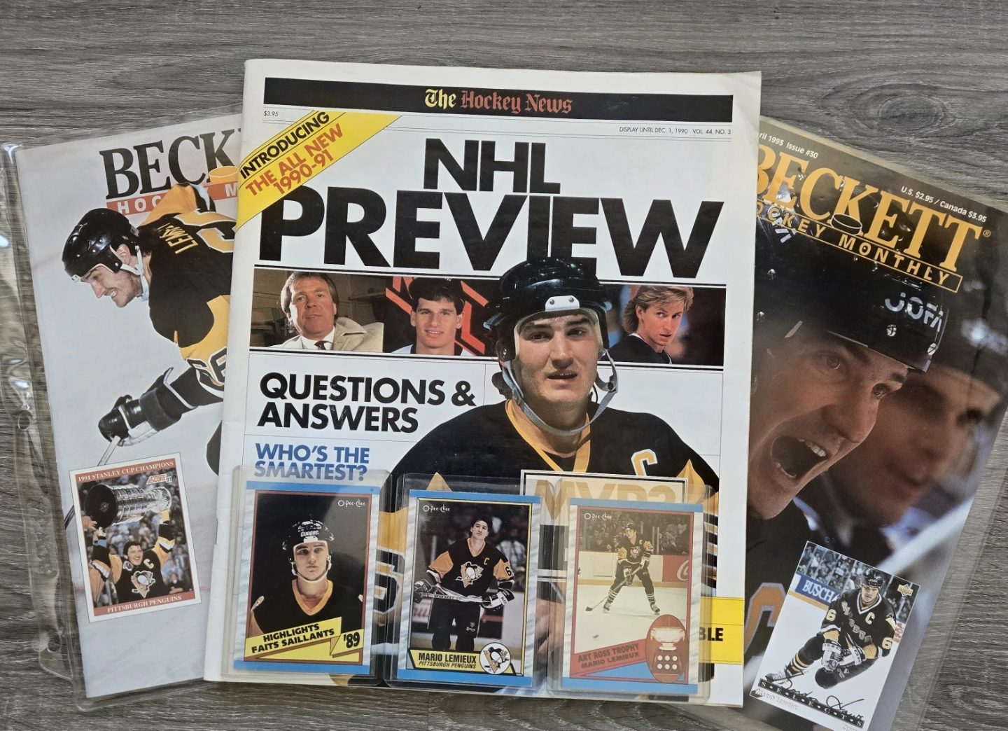 Mario Lemieux 1990's Lot, Hockey News, Becketts, Cards