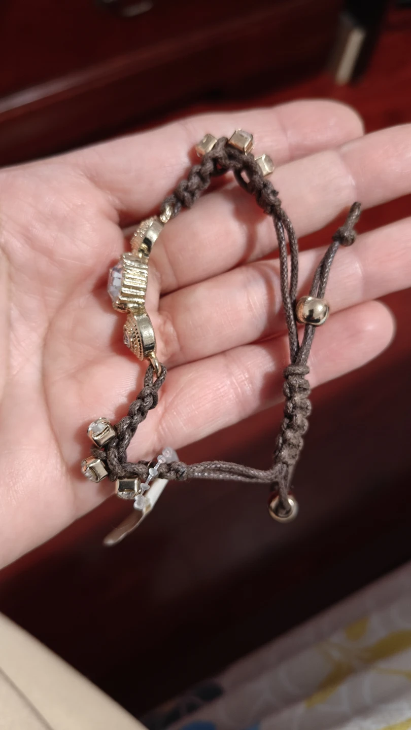 Brown macrame bracelet with rhinestones - photo 2