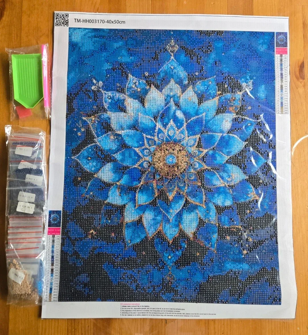 Blue Mandala Diamond Painting Kit 40x50cm