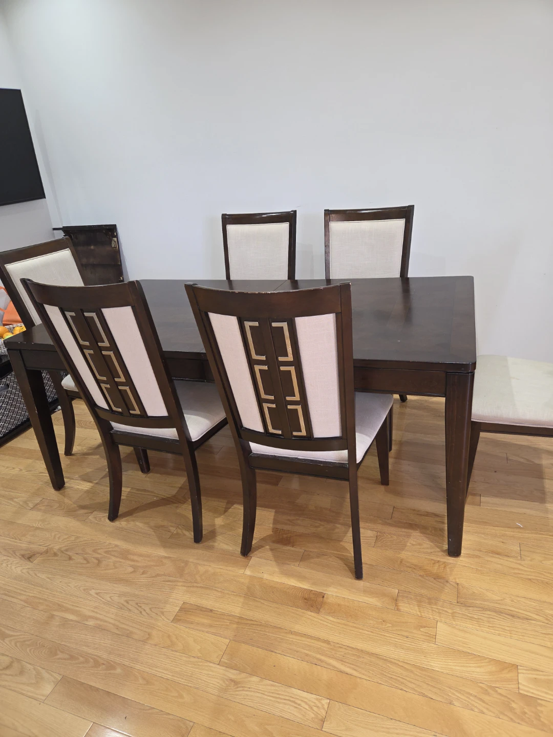 Dark Wood Dining Table Set with 6 Chairs - photo 2